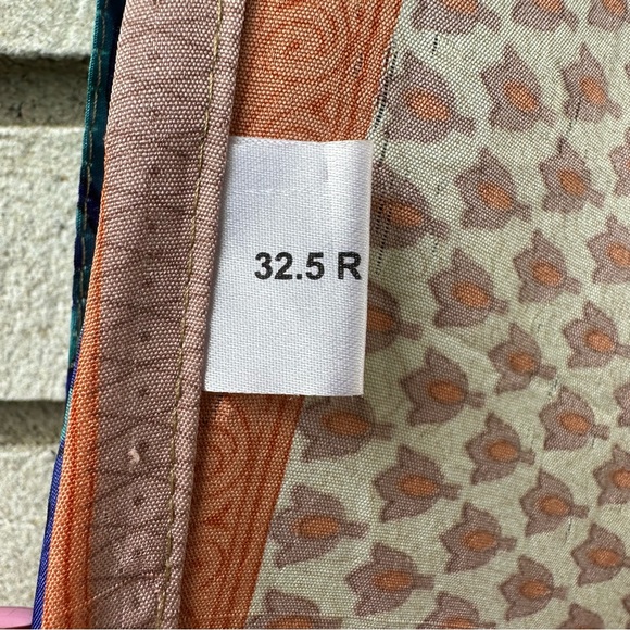 Boho Reversible Silk Wrap Skirt Blue & Peach Print – Made in India One Size - Picture 7 of 10